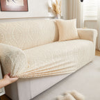 3D Baroque Floral Stretch Sofa Cover Elastic Polar Fleece Couch Slipcover with Straps