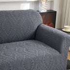 3D Baroque Floral Stretch Sofa Cover Elastic Polar Fleece Couch Slipcover with Straps