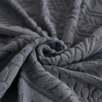 3D Baroque Floral Stretch Sofa Cover Elastic Polar Fleece Couch Slipcover with Straps