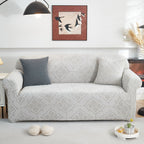 3D Damask Jacquard Stretch Sofa Cover Thick Polar Fleece Couch Slipcover with Straps