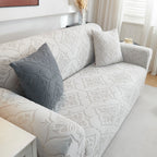 3D Damask Jacquard Stretch Sofa Cover Thick Polar Fleece Couch Slipcover with Straps