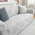 3D Damask Jacquard Stretch Sofa Cover Thick Polar Fleece Couch Slipcover with Straps
