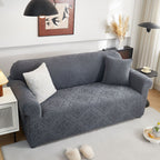 3D Damask Jacquard Stretch Sofa Cover Thick Polar Fleece Couch Slipcover with Straps