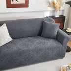 3D Damask Jacquard Stretch Sofa Cover Thick Polar Fleece Couch Slipcover with Straps