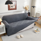 3D Damask Jacquard Stretch Sofa Cover Thick Polar Fleece Couch Slipcover with Straps