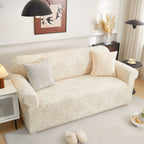 3D Damask Jacquard Stretch Sofa Cover Thick Polar Fleece Couch Slipcover with Straps
