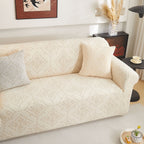 3D Damask Jacquard Stretch Sofa Cover Thick Polar Fleece Couch Slipcover with Straps