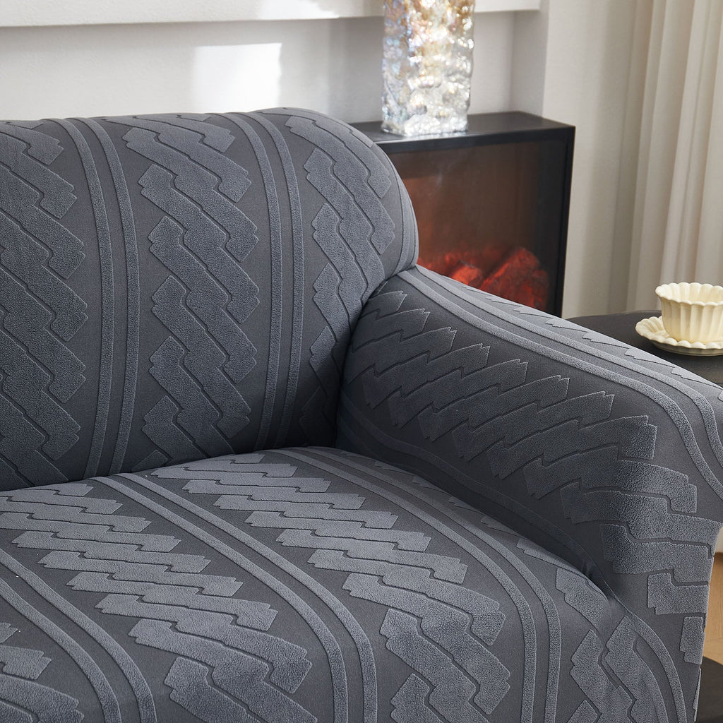 3D Embossed Geometric Couch Slipcover, Stretch Washable Non Slip Furniture Protector