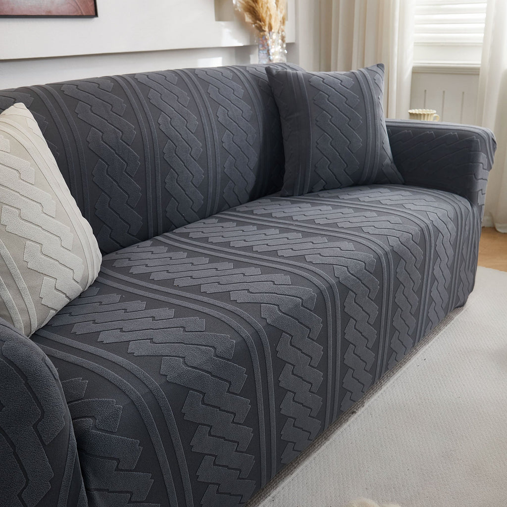 3D Embossed Geometric Couch Slipcover, Stretch Washable Non Slip Furniture Protector