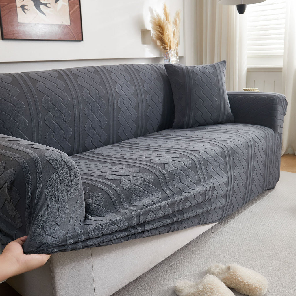 3D Embossed Geometric Couch Slipcover, Stretch Washable Non Slip Furniture Protector