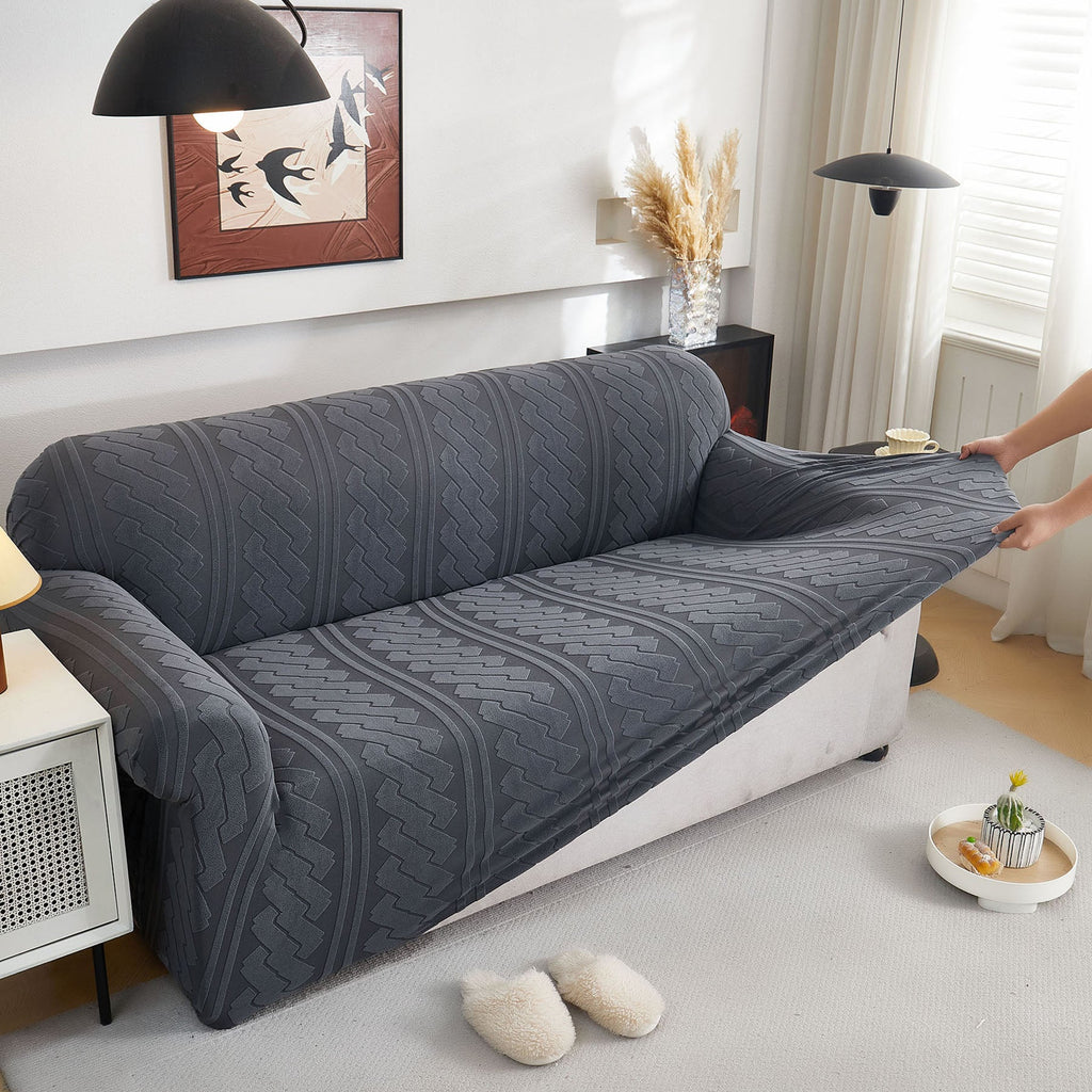 3D Embossed Geometric Couch Slipcover, Stretch Washable Non Slip Furniture Protector