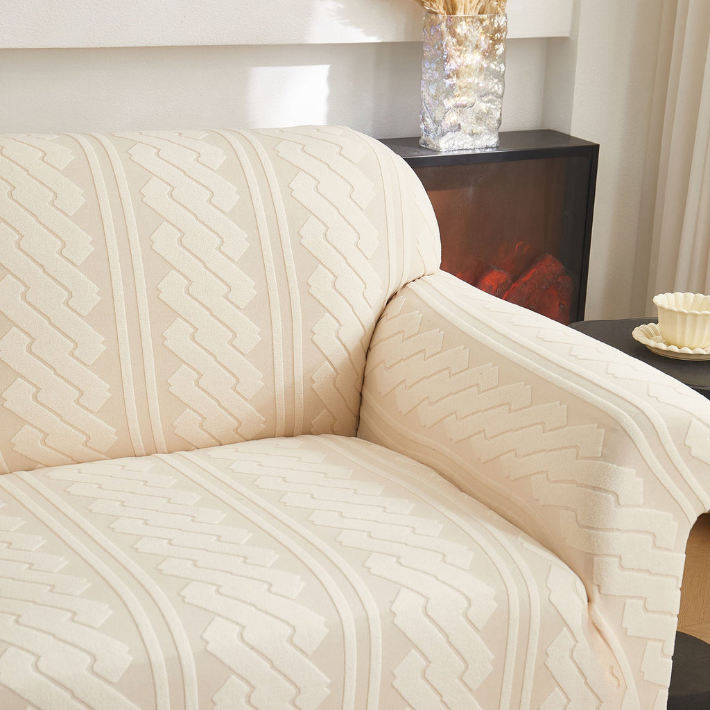 3D Embossed Geometric Couch Slipcover, Stretch Washable Non Slip Furniture Protector