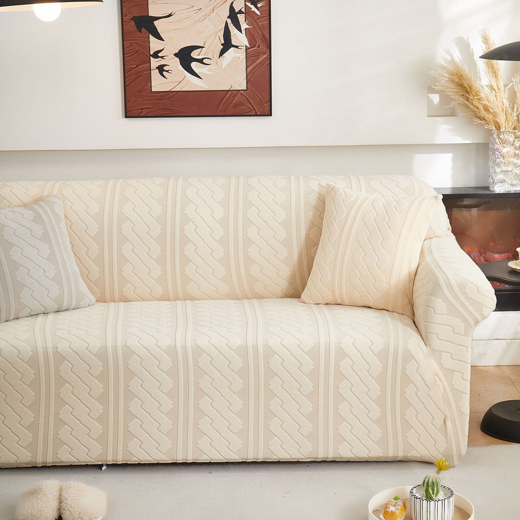 3D Embossed Geometric Couch Slipcover, Stretch Washable Non Slip Furniture Protector