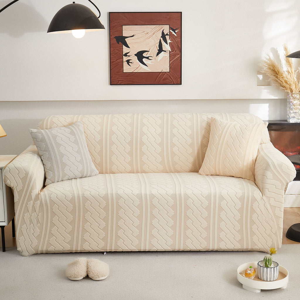 3D Embossed Geometric Couch Slipcover, Stretch Washable Non Slip Furniture Protector