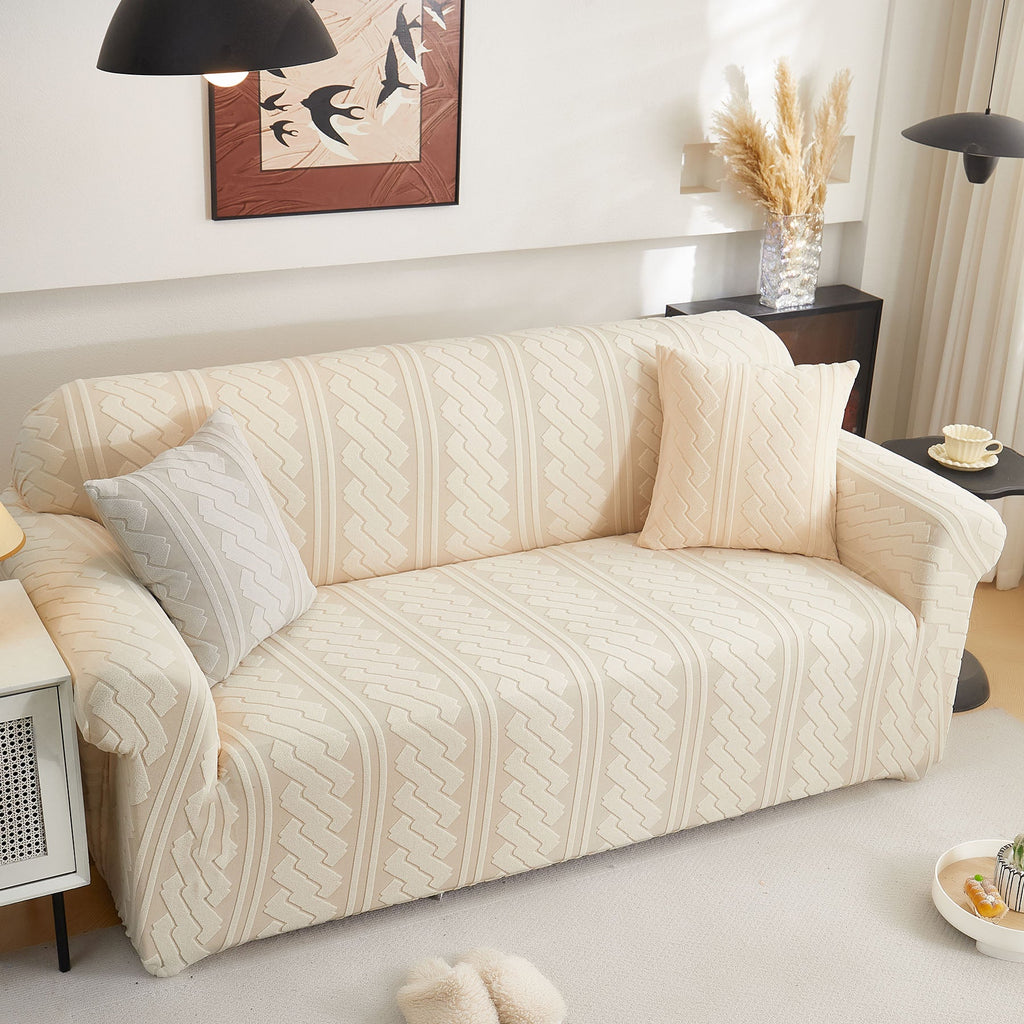 3D Embossed Geometric Couch Slipcover, Stretch Washable Non Slip Furniture Protector