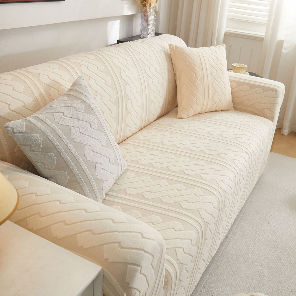3D Embossed Geometric Couch Slipcover, Stretch Washable Non Slip Furniture Protector