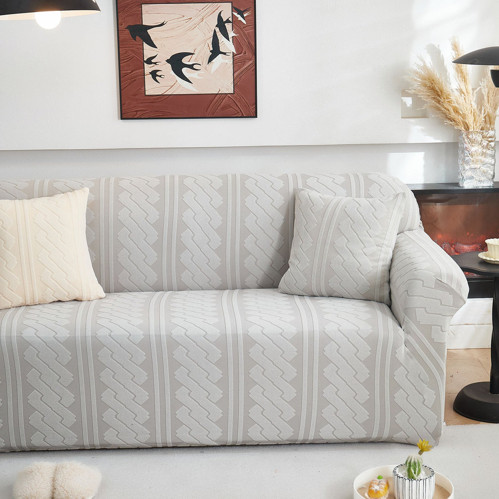 3D Embossed Geometric Couch Slipcover, Stretch Washable Non Slip Furniture Protector