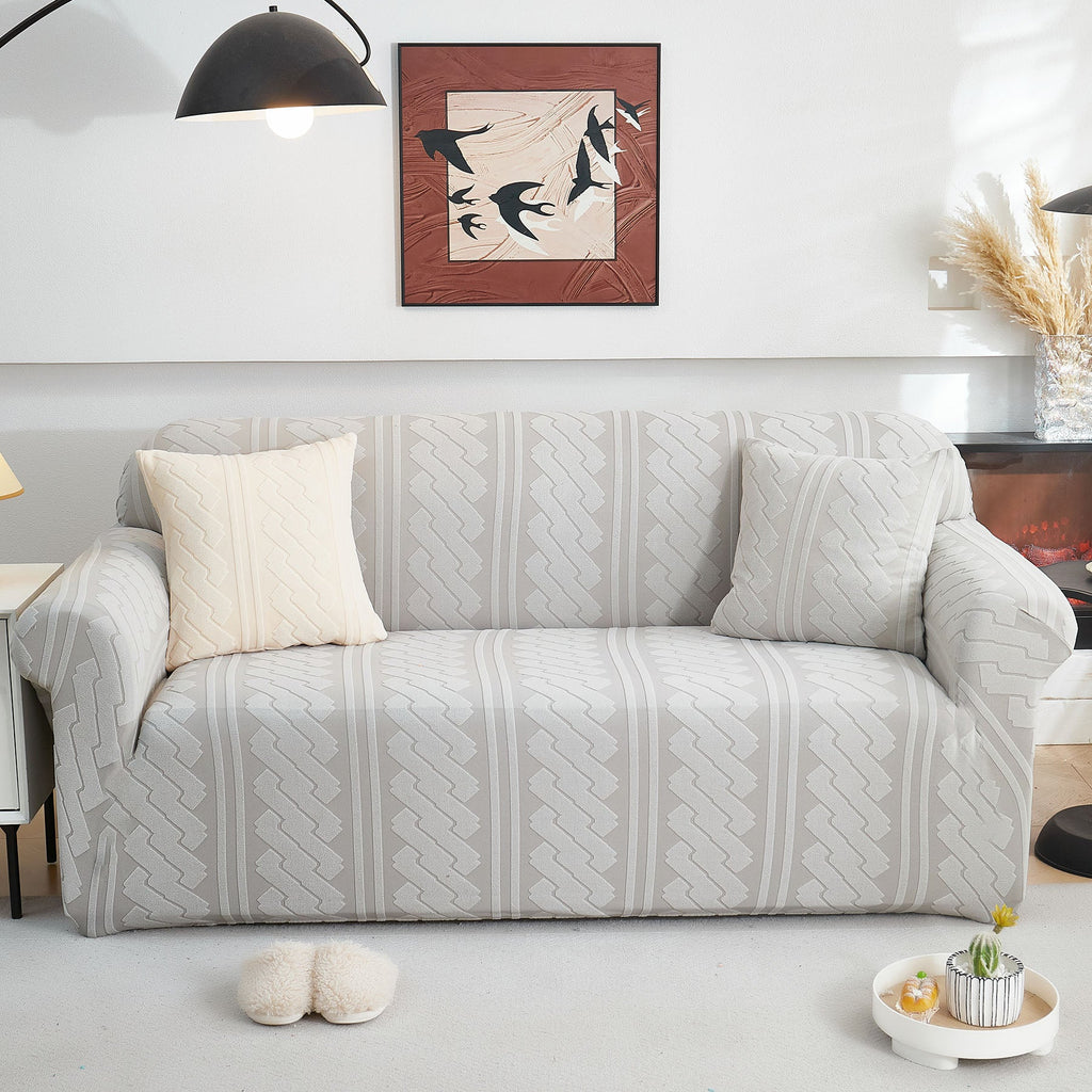 3D Embossed Geometric Couch Slipcover, Stretch Washable Non Slip Furniture Protector