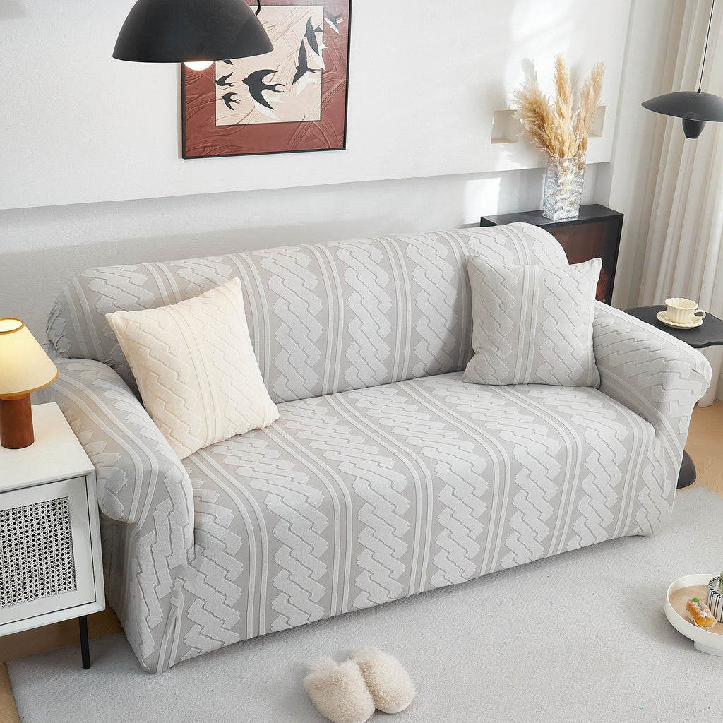 3D Embossed Geometric Couch Slipcover, Stretch Washable Non Slip Furniture Protector