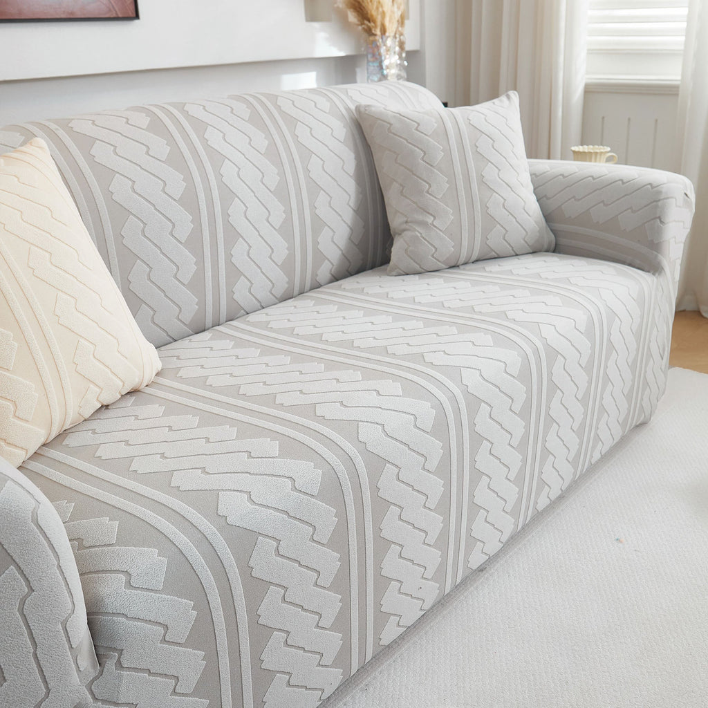 3D Embossed Geometric Couch Slipcover, Stretch Washable Non Slip Furniture Protector