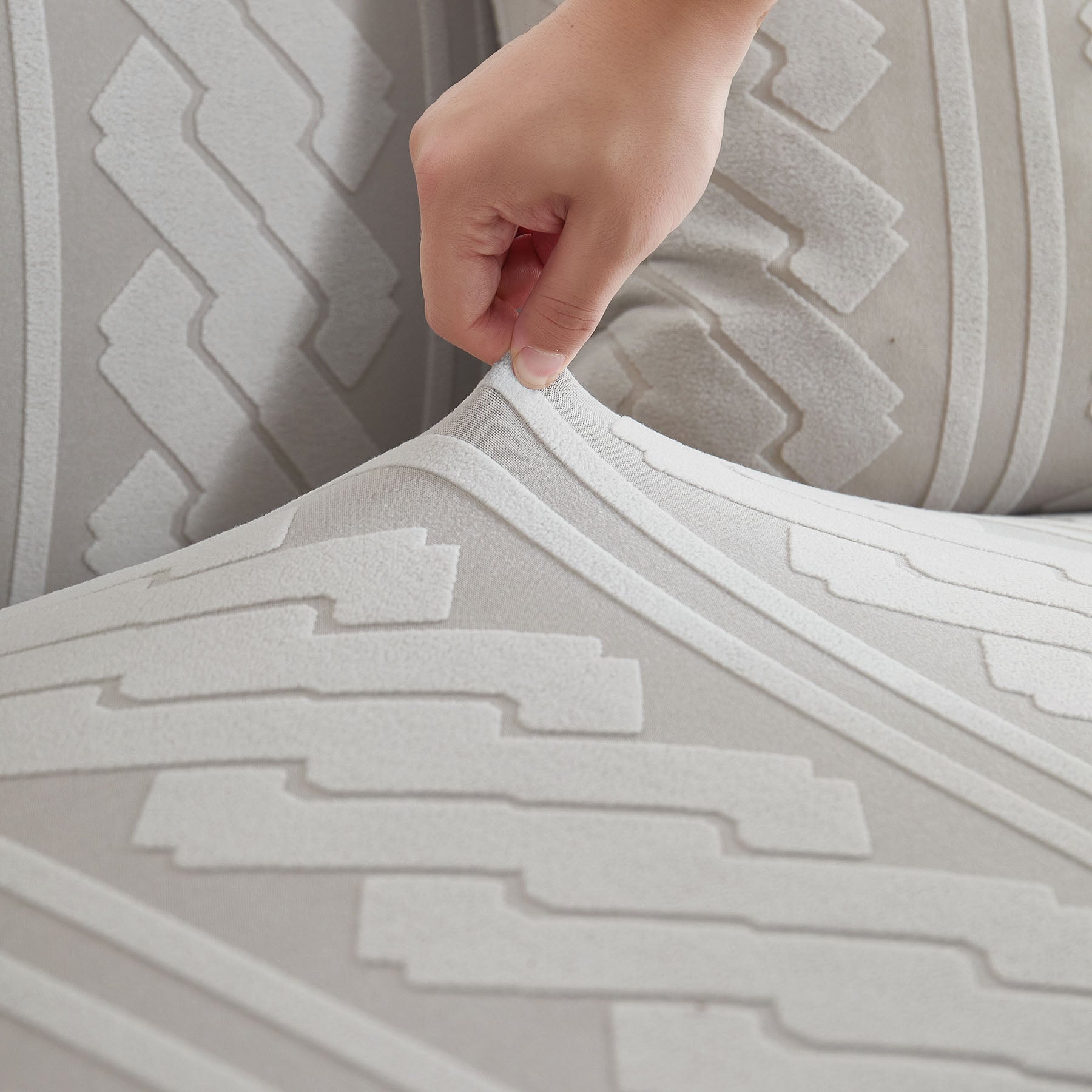 3D Embossed Geometric Couch Slipcover, Stretch Washable Non Slip Furniture Protector