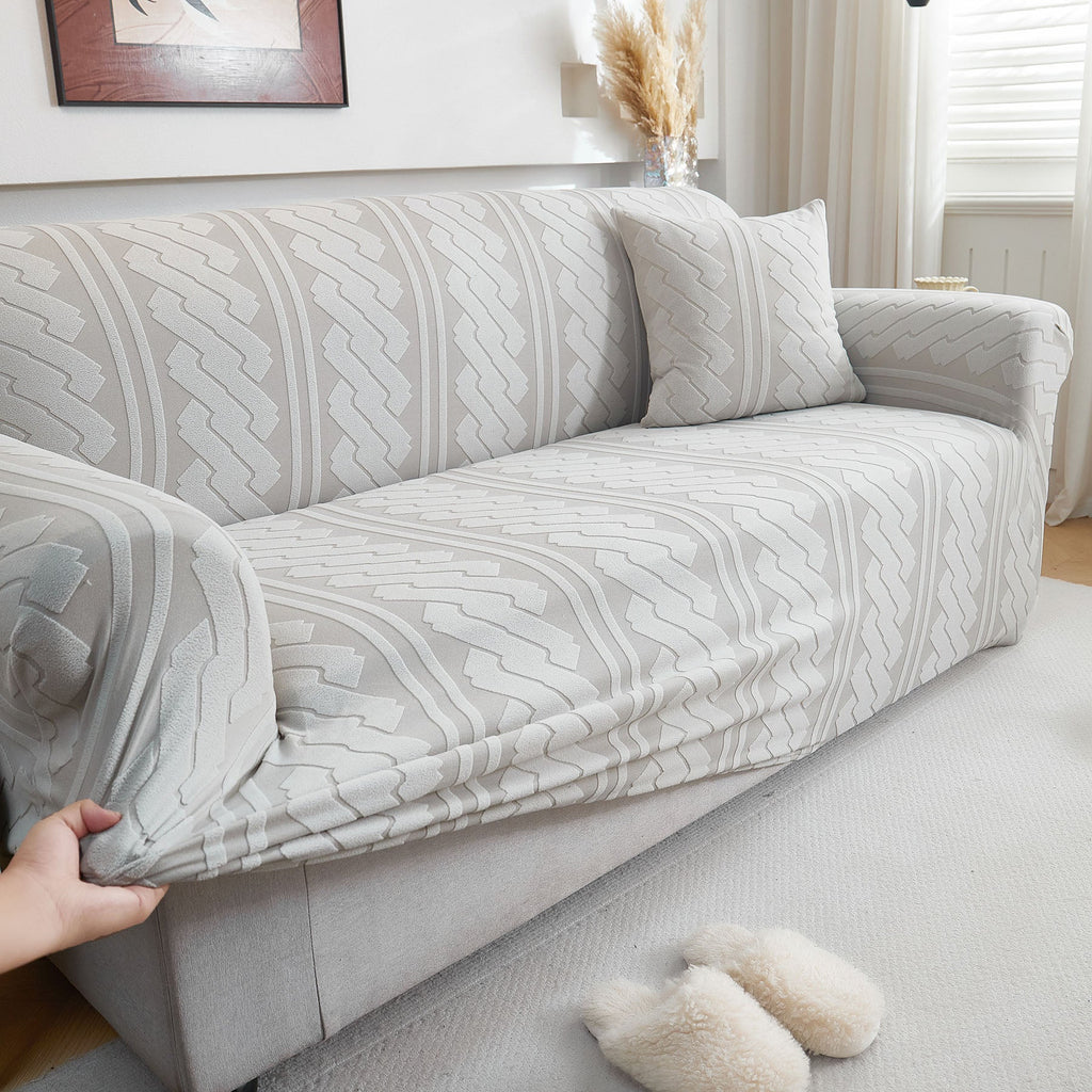 3D Embossed Geometric Couch Slipcover, Stretch Washable Non Slip Furniture Protector