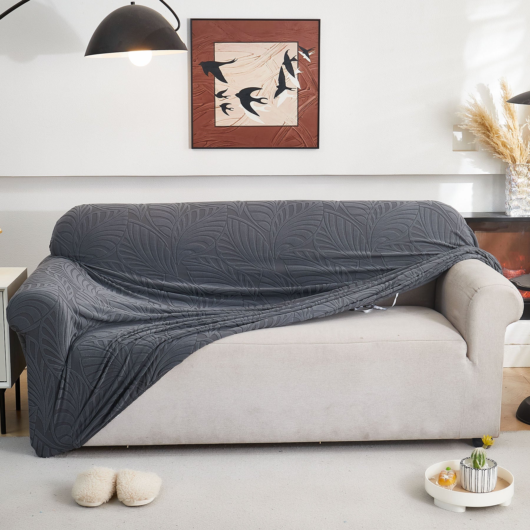 Stretch Sofa Slipcover 1-Piece Furniture Protector Couch with Elastic Bottom for Kids