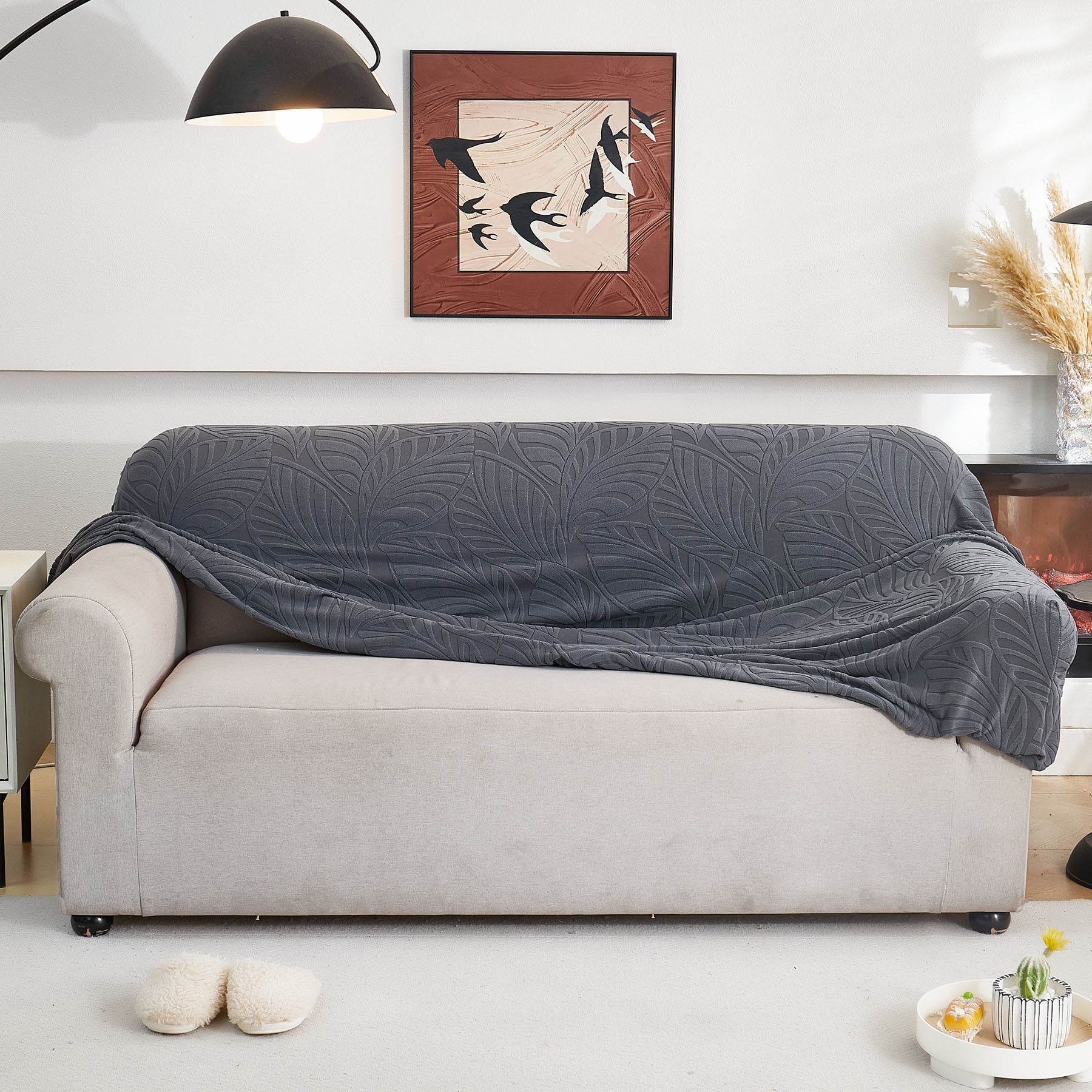 Stretch Sofa Slipcover 1-Piece Furniture Protector Couch with Elastic Bottom for Kids