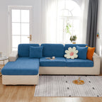 Sunflower Jacquard Fleece Stretchable Cushion Cover, Non-Slip Furniture Covers for Pets, L Shaped Couch Cushion Covers