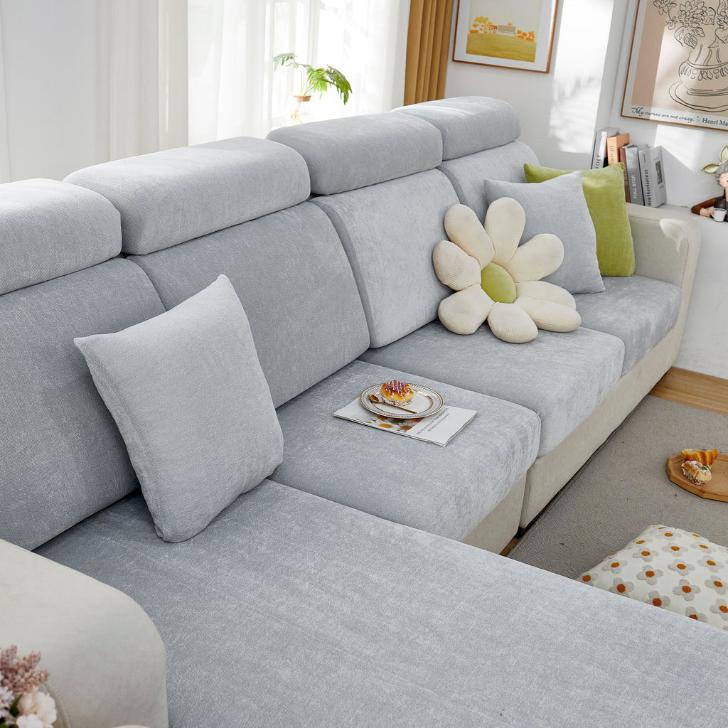 Chenille Cushion Covers for 1/2/3/4 Seater Sofas and L-shaped Couches, Furniture Covers for Pets