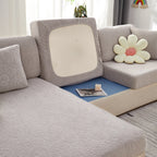 Sunflower Jacquard Fleece Stretchable Cushion Cover, Non-Slip Furniture Covers for Pets, L Shaped Couch Cushion Covers
