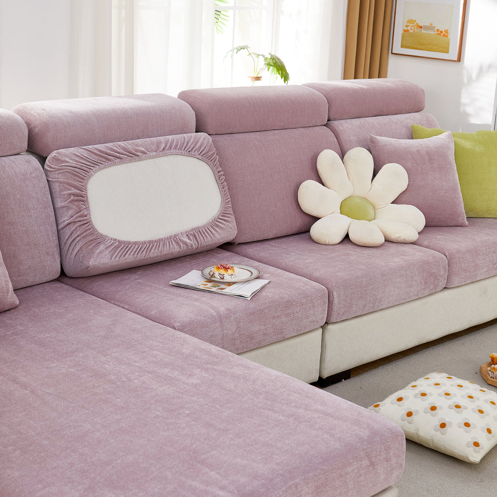 Chenille Cushion Covers for 1/2/3/4 Seater Sofas and L-shaped Couches, Furniture Covers for Pets