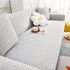 3D Leaves Jacquard Couch Slipcovers Non-Slip Cozy Stretchy Couch Covers for Sectional