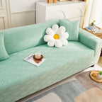 3D Leaves Jacquard Couch Slipcovers Non-Slip Cozy Stretchy Couch Covers for Sectional