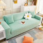 3D Leaves Jacquard Couch Slipcovers Non-Slip Cozy Stretchy Couch Covers for Sectional