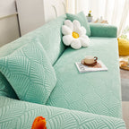 3D Leaves Jacquard Couch Slipcovers Non-Slip Cozy Stretchy Couch Covers for Sectional