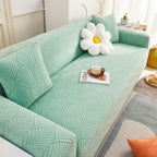 3D Leaves Jacquard Couch Slipcovers Non-Slip Cozy Stretchy Couch Covers for Sectional