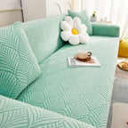 3D Leaves Jacquard Couch Slipcovers Non-Slip Cozy Stretchy Couch Covers for Sectional