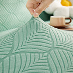 3D Leaves Jacquard Couch Slipcovers Non-Slip Cozy Stretchy Couch Covers for Sectional