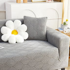 3D Leaves Jacquard Couch Slipcovers Non-Slip Cozy Stretchy Couch Covers for Sectional