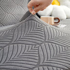 3D Leaves Jacquard Couch Slipcovers Non-Slip Cozy Stretchy Couch Covers for Sectional