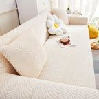 3D Leaves Jacquard Couch Slipcovers Non-Slip Cozy Stretchy Couch Covers for Sectional