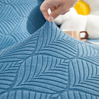 3D Leaves Jacquard Couch Slipcovers Non-Slip Cozy Stretchy Couch Covers for Sectional