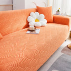 3D Leaves Jacquard Couch Slipcovers Non-Slip Cozy Stretchy Couch Covers for Sectional