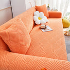 3D Leaves Jacquard Couch Slipcovers Non-Slip Cozy Stretchy Couch Covers for Sectional