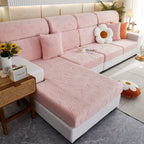 Lucky Clover Slipcover Non-Slip Stretch Jacquard Polar Fleece Sofa Cover for Pets, Cushions, Couches
