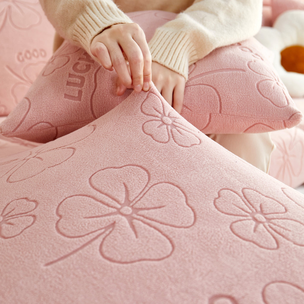 Lucky Clover Slipcover Non-Slip Stretch Jacquard Polar Fleece Sofa Cover for Pets, Cushions, Couches