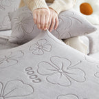 Lucky Clover Slipcover Non-Slip Stretch Jacquard Polar Fleece Sofa Cover for Pets, Cushions, Couches