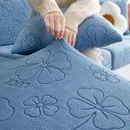 Lucky Clover Slipcover Non-Slip Stretch Jacquard Polar Fleece Sofa Cover for Pets, Cushions, Couches