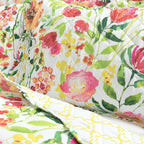 Full/Queen Lightweight Polyester Scalloped Edges Floral Quilt Set